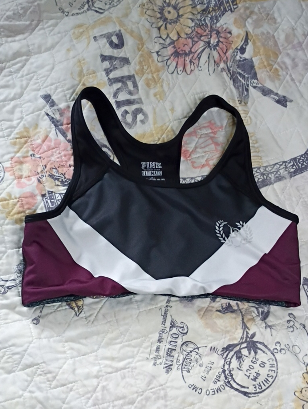 Pink Multi Colored Sports Bra